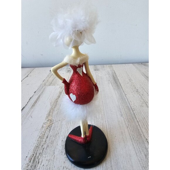Glitter Valentine cat statue feather decor shabby chic sparkle vintage - Picture 3 of 8